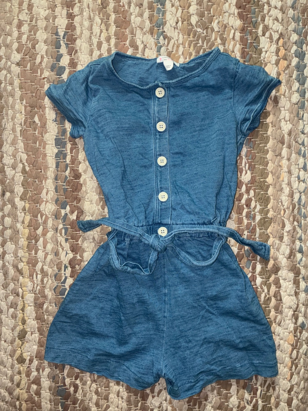 Crewcuts Girls' Denim-Blue Button Front Romper